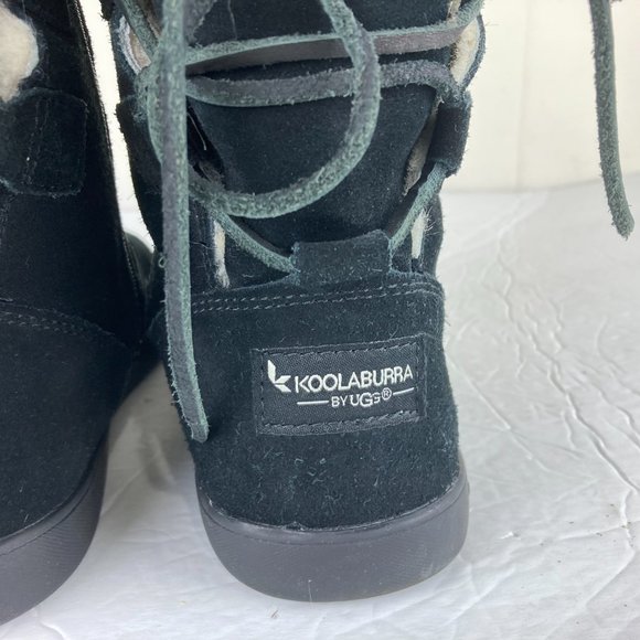 Koolaburra By UGG Womens Sz 6 Shazi Black Suede Shearling Mid Calf Boots - Picture 11 of 14